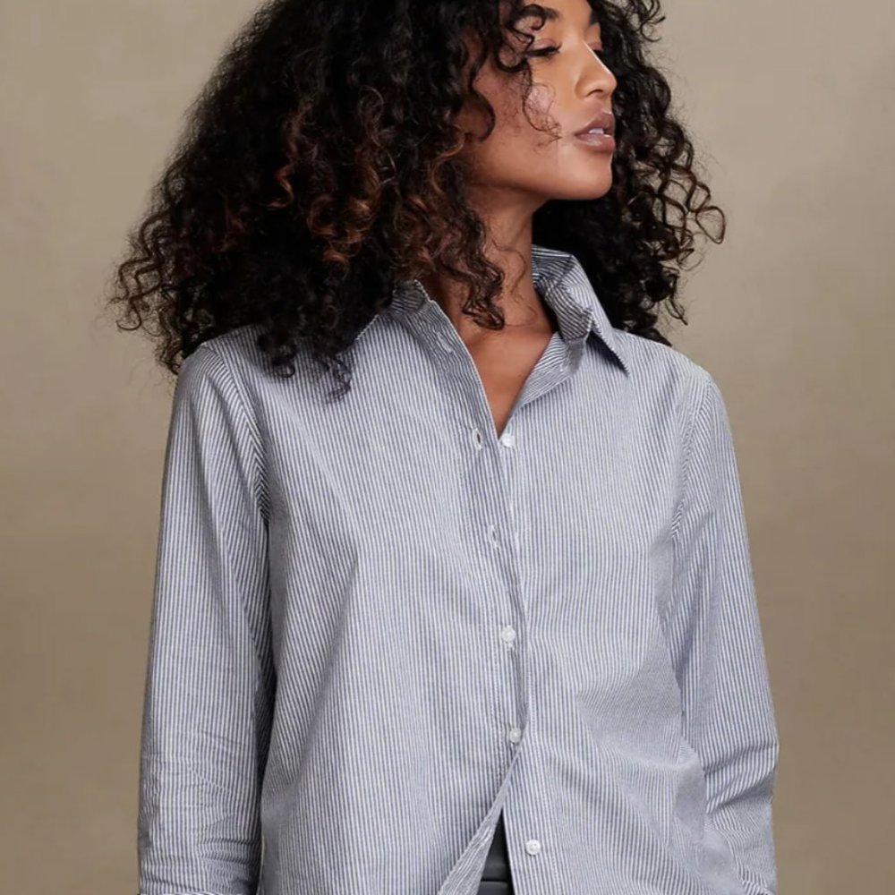 NWT BR Factory Classic Striped Cotton Button-down shirt